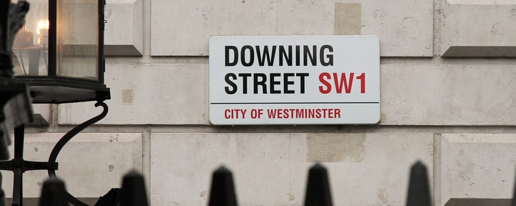 An image of the street sign of Downing Street, London