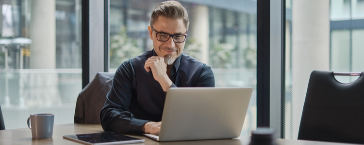 businessman using laptop in office