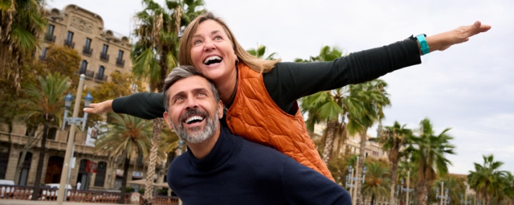 Happy middle-aged couple on holiday